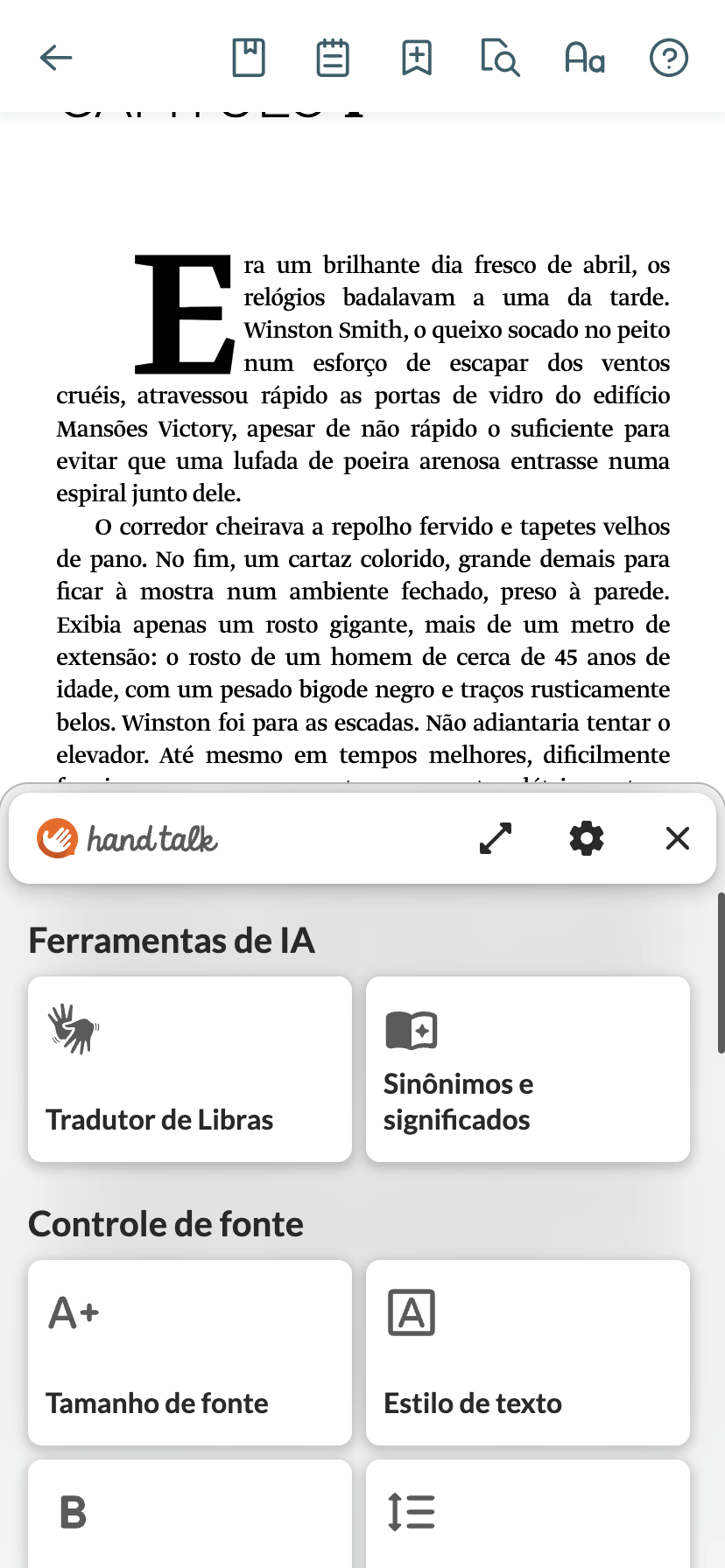 Recurso Hand Talk com o Hugo na BibliON