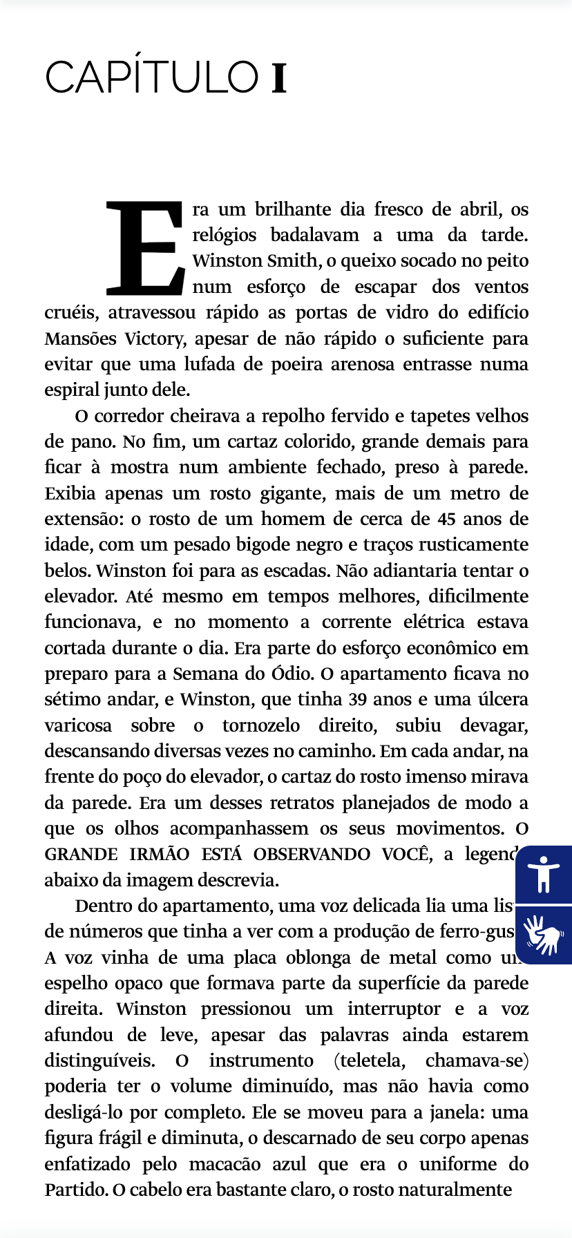 Leitor digital da BibliON com um livro aberto