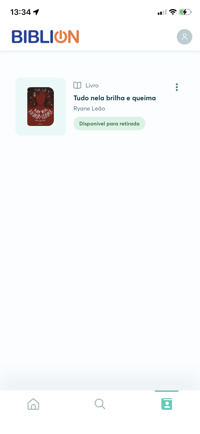 Aba de reservas em Minhas leituras da BibliON